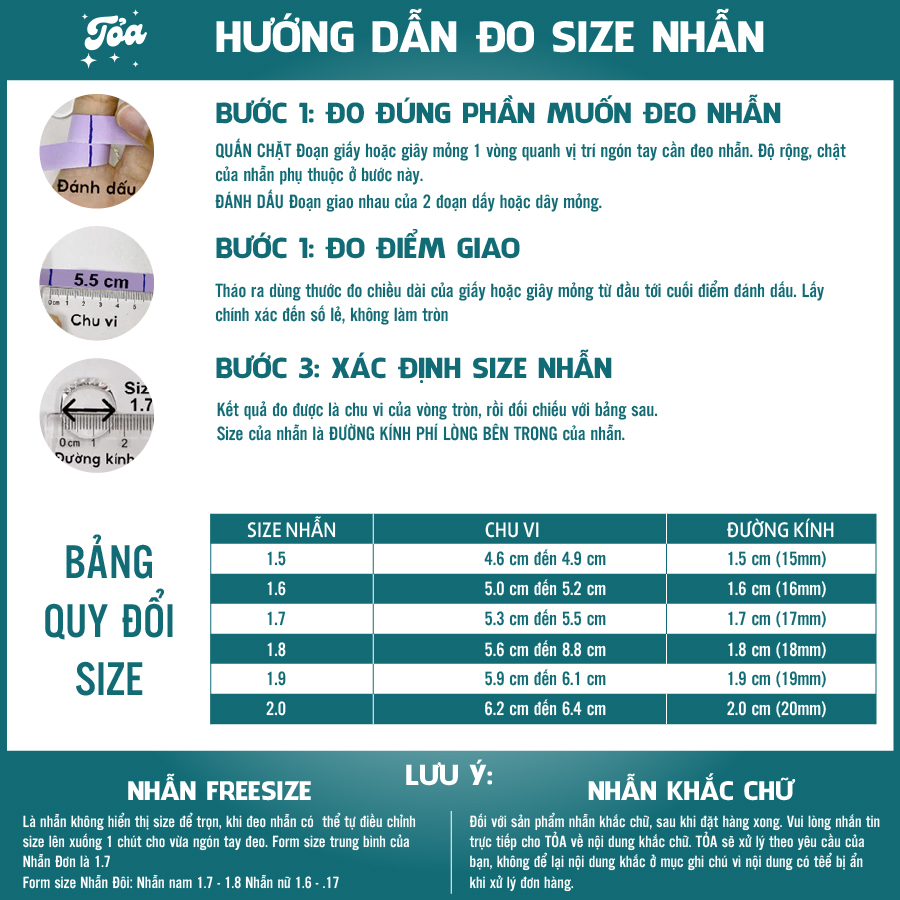 Đo size nhẫn Tỏa Trang Sức Bạc